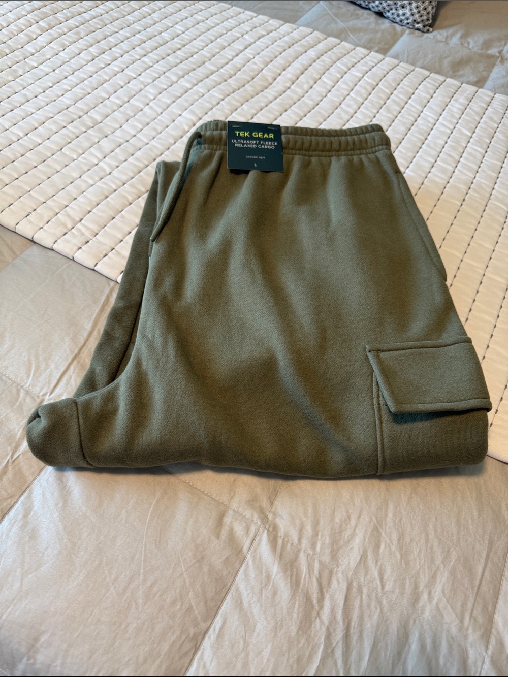 tek gear Men's Olive Cargo Fleece Pants